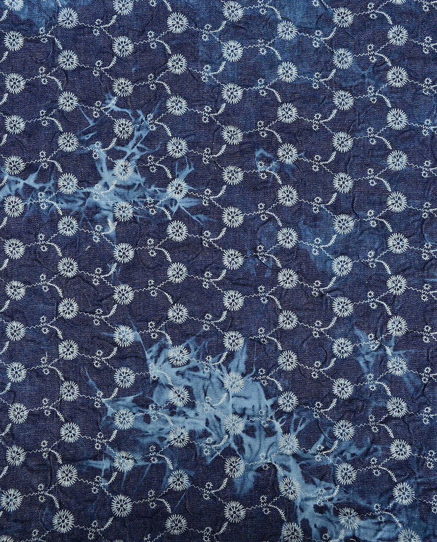 Mačkaný denim květiny